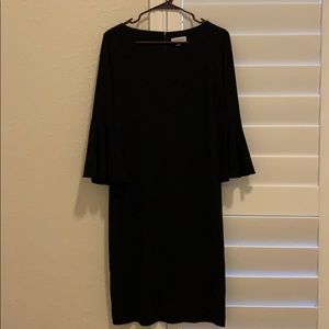 Black Calvin Klein Dress with Flared Long Sleeves